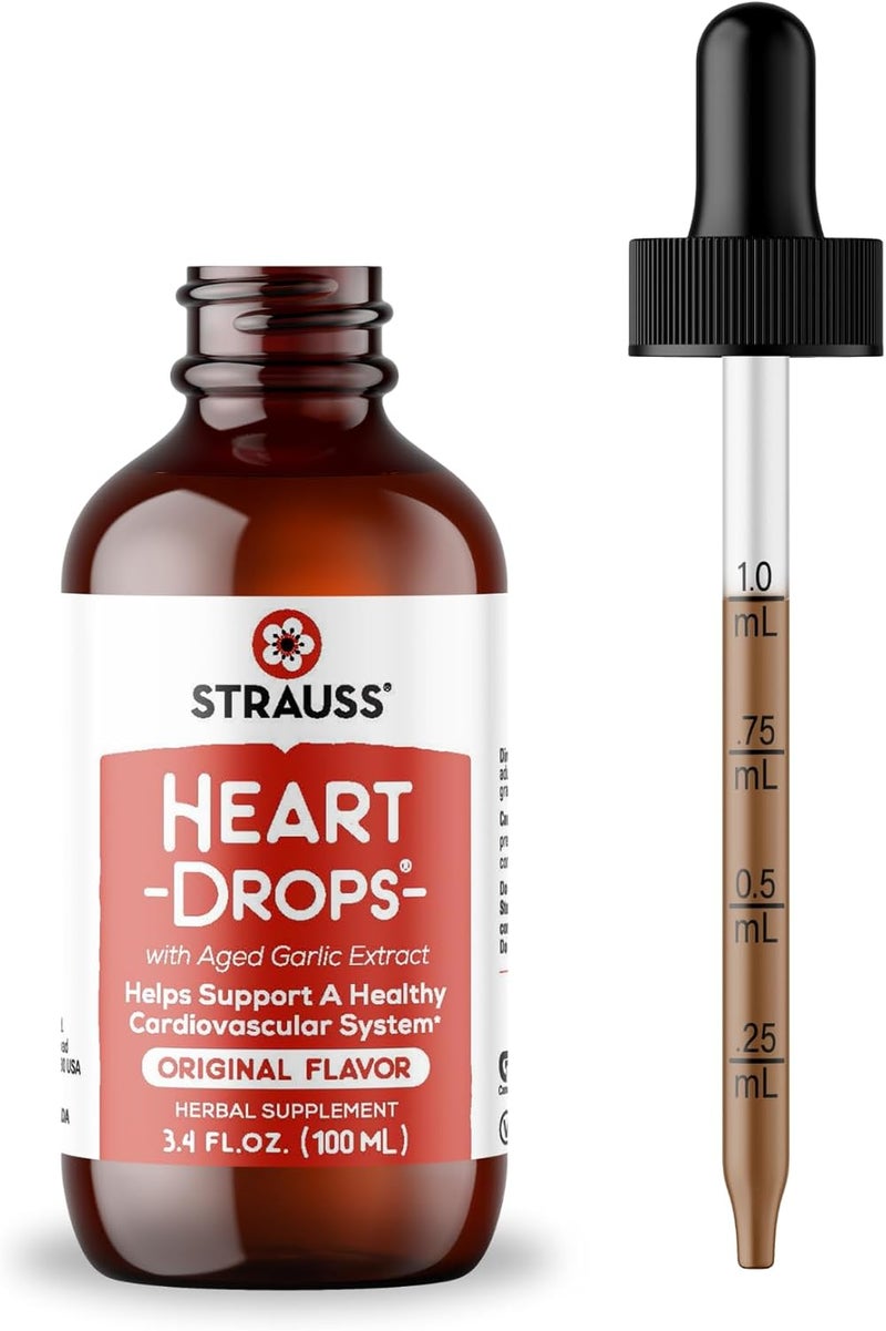Strauss Heartdrops Herbal Heart Support Supplement with European Mistletoe, 3.4 Fl Oz, Original Flavor - Image 1
